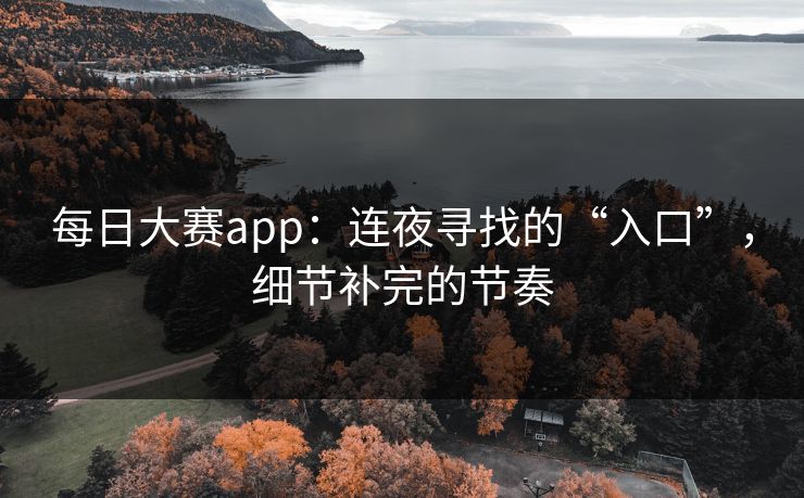 每日大赛app:连夜寻找的“入口”,细节补完的节奏 每日大赛app:连夜寻找的“入口”,细节补完的节奏