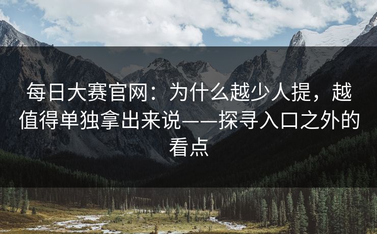 每日大赛官网：为什么越少人提，越值得单独拿出来说——探寻入口之外的看点