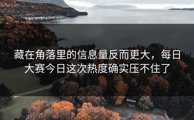 藏在角落里的信息量反而更大，每日大赛今日这次热度确实压不住了